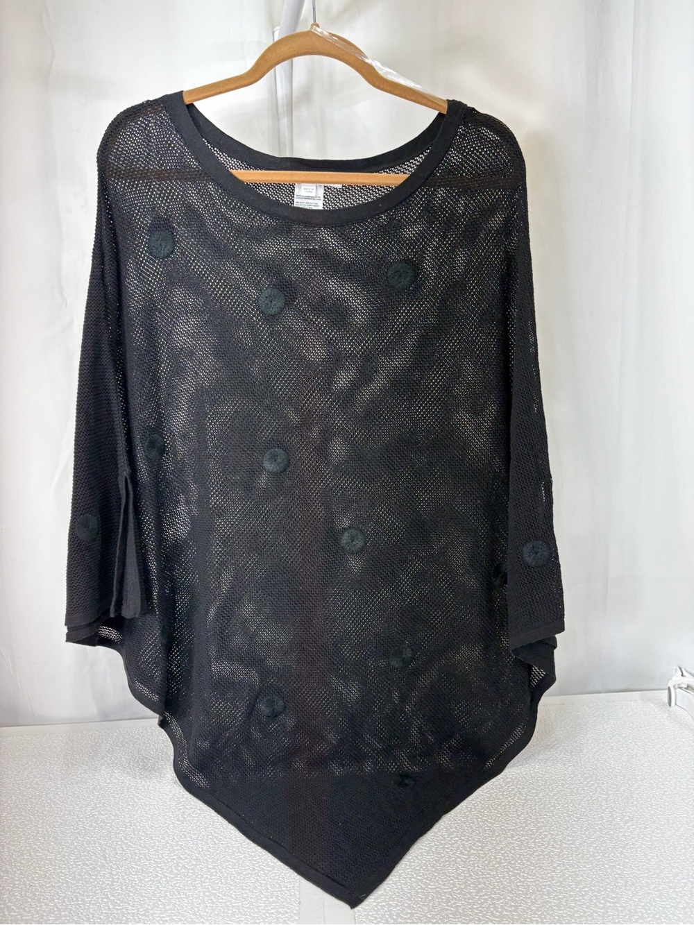 Chico's Black Mesh Tunic with Dot Appliqués 4317